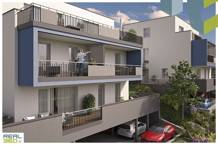 Visualisierung | Außenansicht Detail mit Terrassen